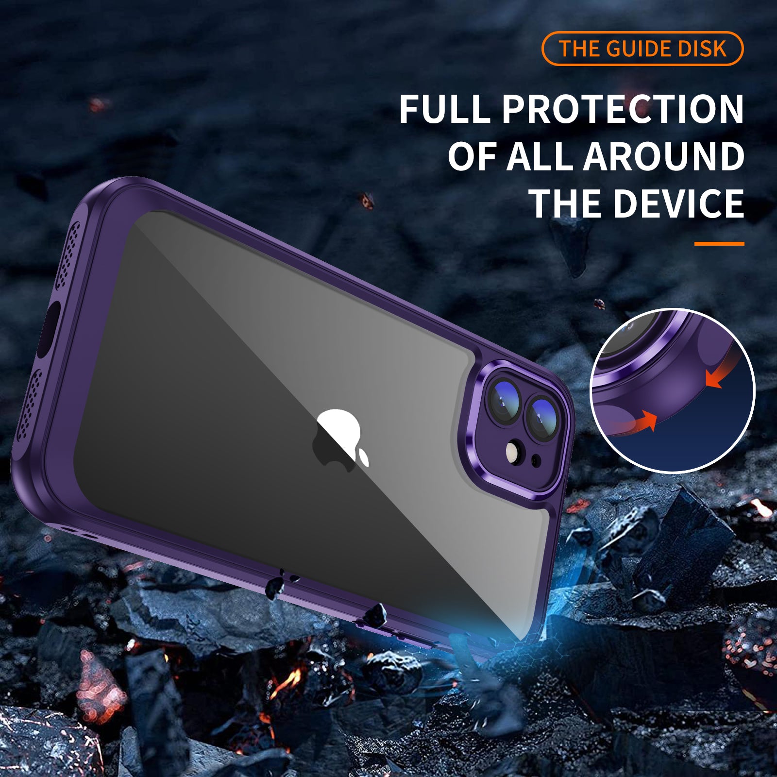 Til iPhone 11 Hybrid Stødsikker TPU + Akryl telefonetui Metal kameraramme Klart bagcover Til iPhone 11 Hybrid Stødsikker TPU + Akryl telefonetui Metal kameraramme Klart bagcover